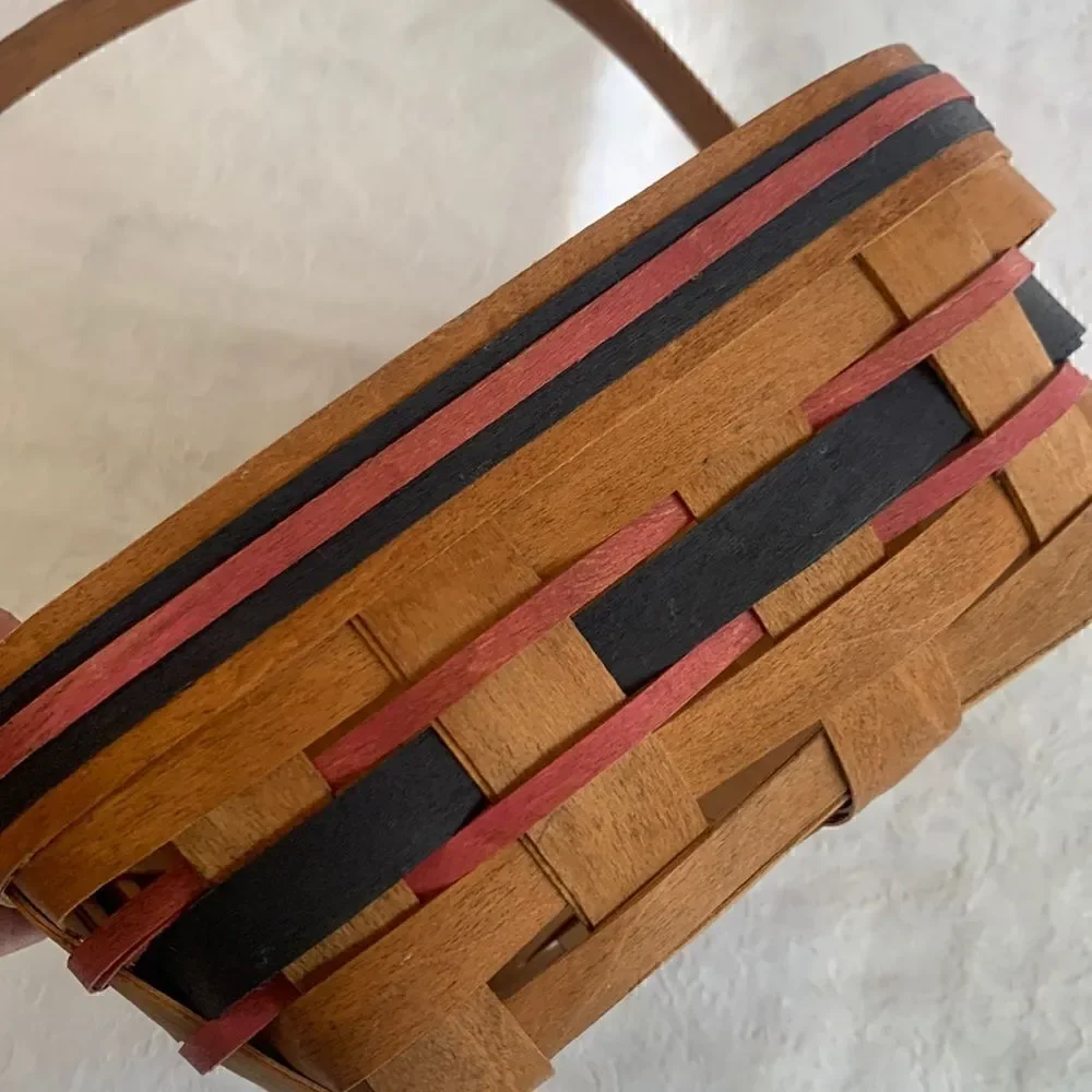 Basket w/Handle Henn Workshops Woven Wooden Hand Crafted Vintage